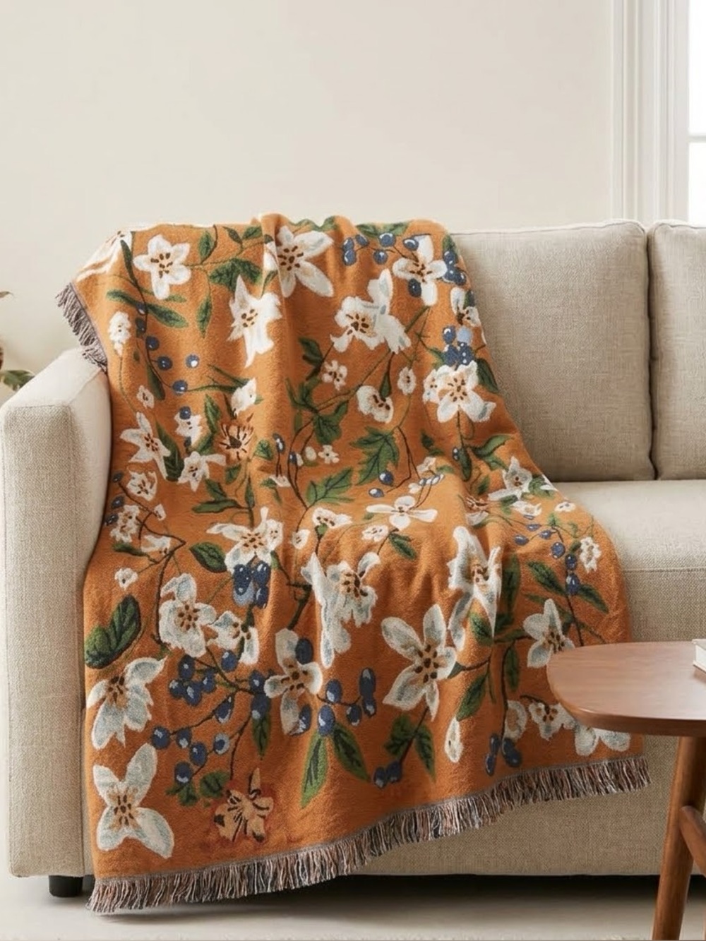 Orange Blossom Berry Woven Throw Blanket - 51â x 63â